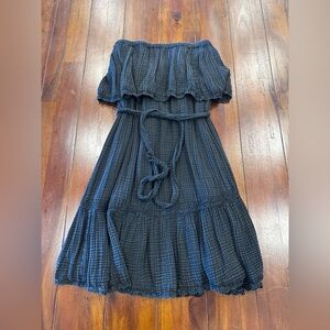 Anthropologie Daily Practice Black gauze Strapless Dress Sz M